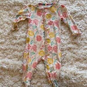 Magnetic Me Floral Footed One-Piece in Pink, Yellow & Mint
